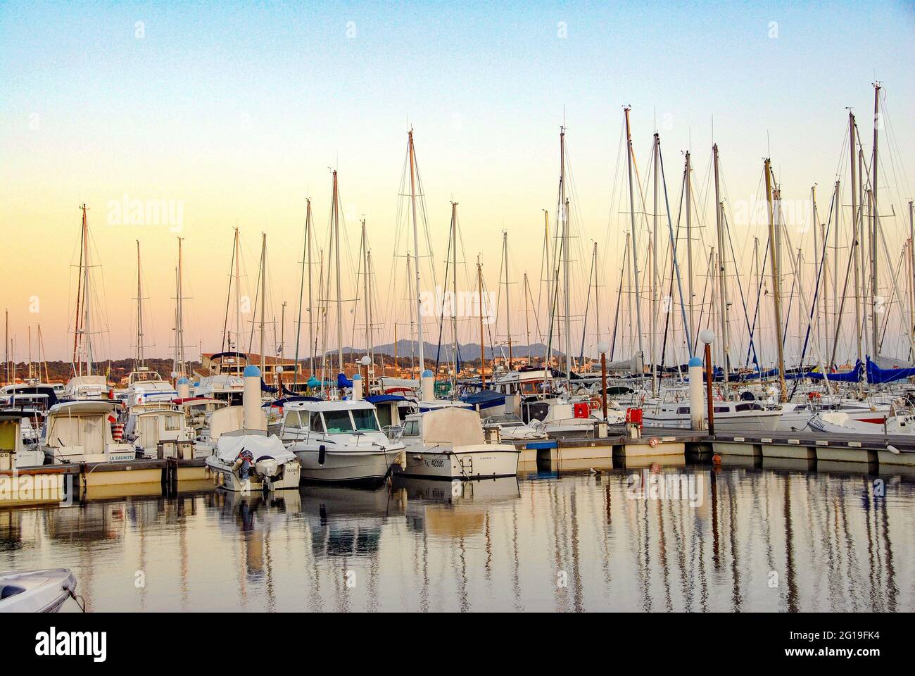 Early evening in the harbour of Bandol iin Var, France Stock Photo