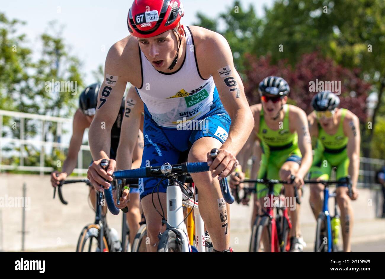 Berlin, Germany. 06th June, 2021. Triathlon German Championship Sprint (0.75 km swim, 20 km