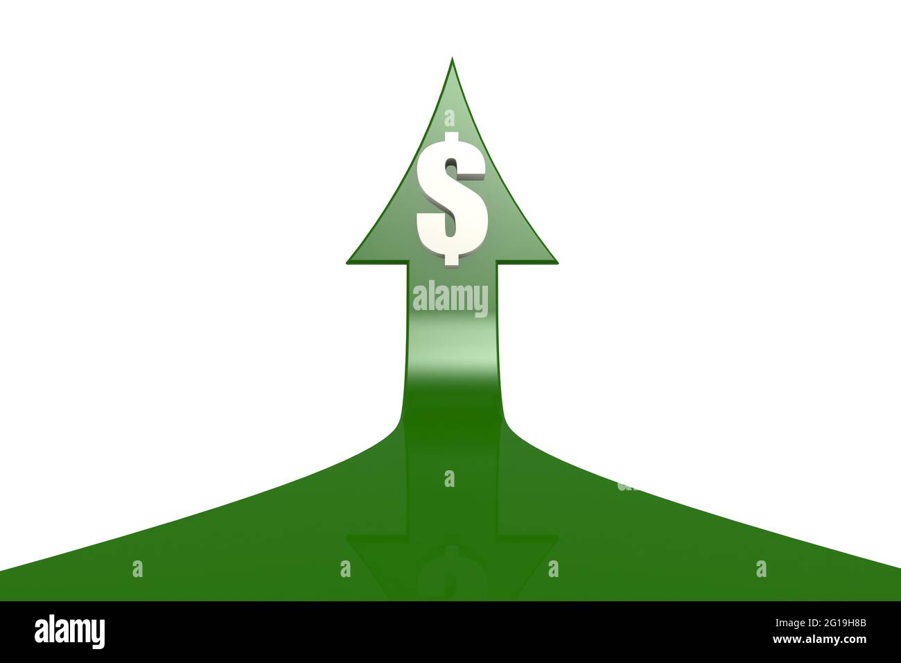 Green arrow with dollar sign, 3D rendering Stock Photo - Alamy