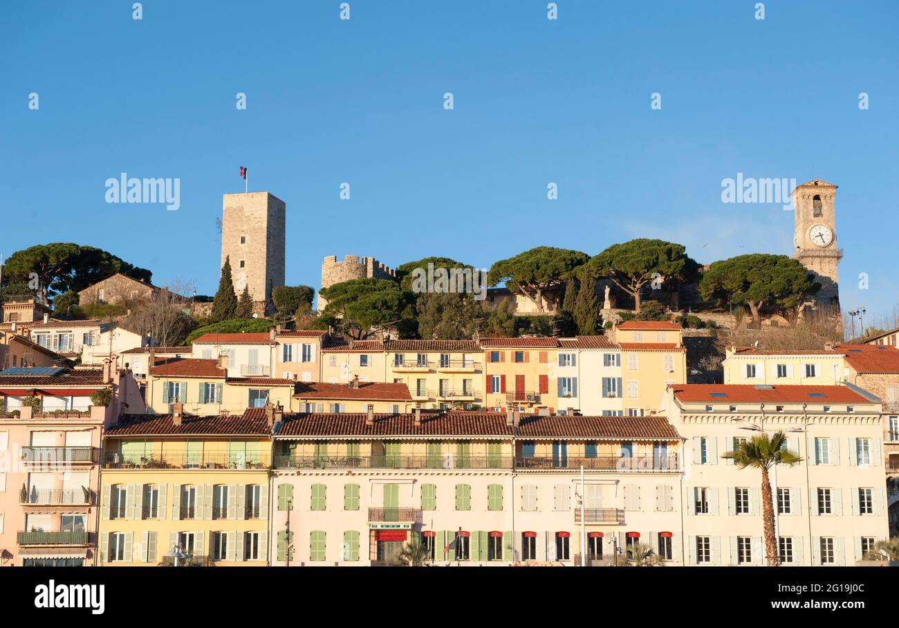 Le Suquet is the older quarter covering Mont Chevalier in Cannes, France Stock Photo