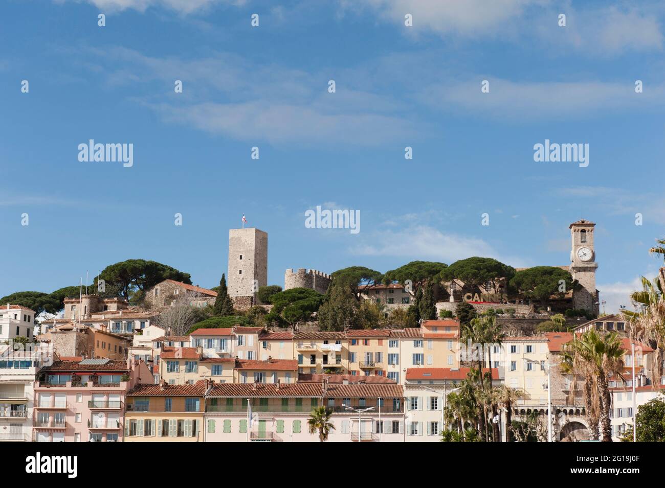 Le Suquet is the older quarter covering Mont Chevalier in Cannes, France Stock Photo