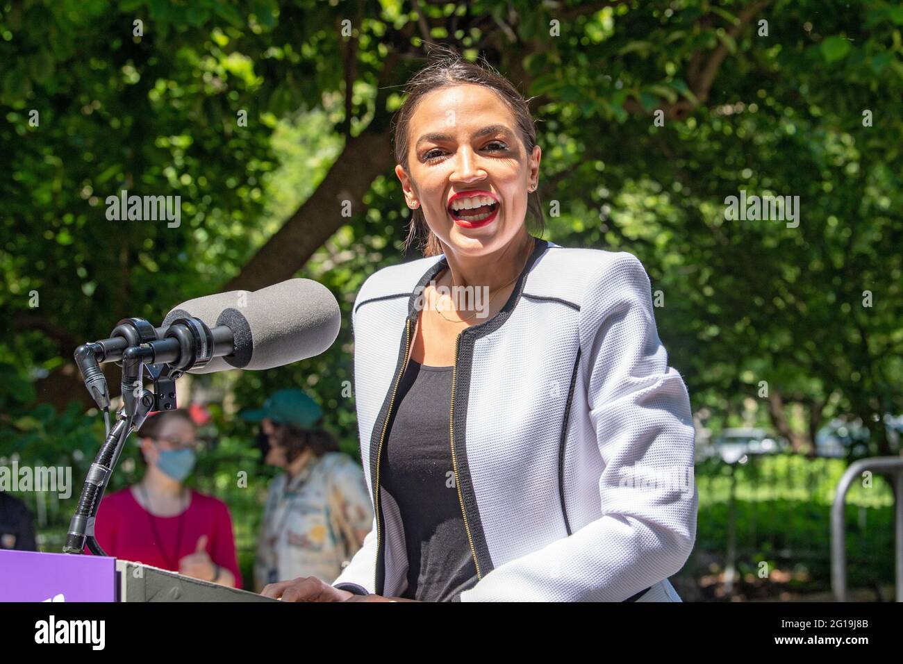 United States Congresswoman Alexandria Ocasio Cortez Endorses Maya Wiley For New York City Mayor Outside City Hall In New York City Representative Alexandria Ocasio Cortez One Of The Most Prominent Left Wing Leaders In The