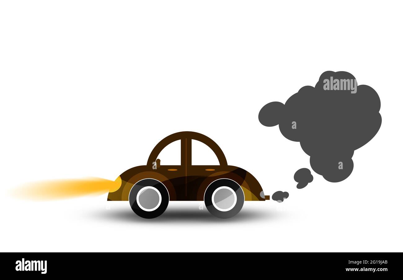 Car with exhaust smoke clouds isolated, 3D rendering Stock Photo - Alamy