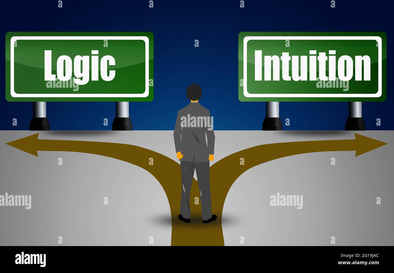 Choosing between logic or intuition 3d rendering stock photo alamy