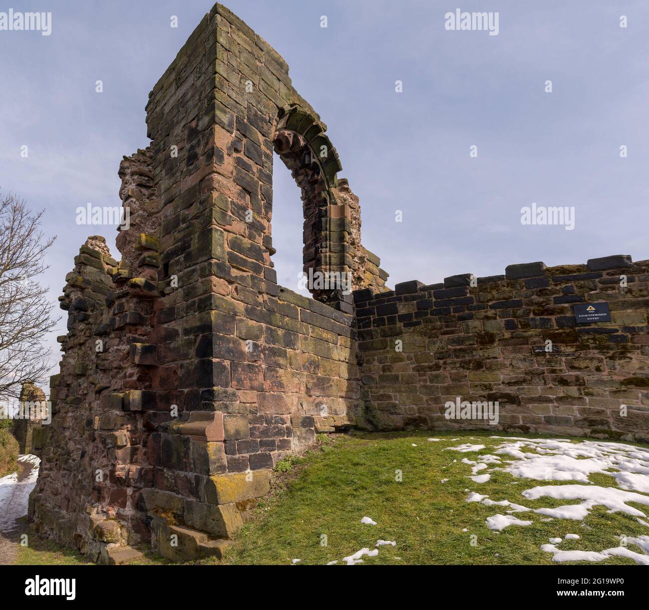 Halton castle ruins Runcorn, built for Hugh d'Avranches, Earl of Chester Stock Photo