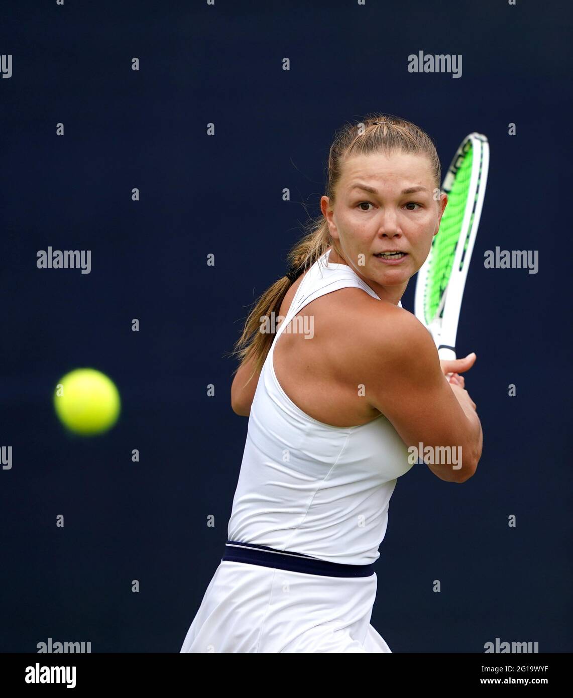 Russia's Marina Melnikova in action against USA's Katie Volynets during day  two of the Viking Open at Nottingham Tennis Centre. Picture date: Sunday  June 6, 2021 Stock Photo - Alamy
