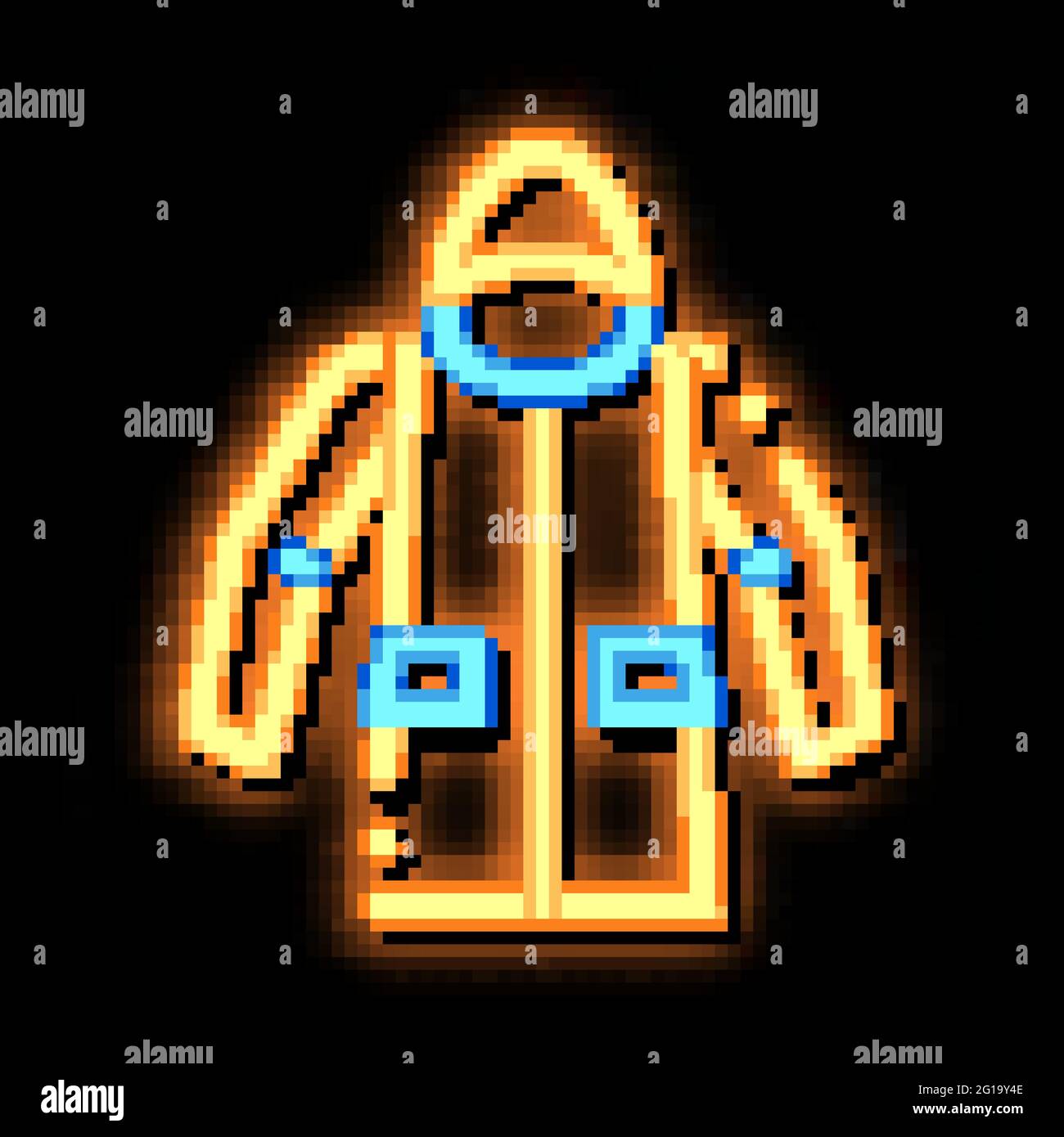 Waterproof Material Jacket Anorak neon glow icon illustration Stock ...