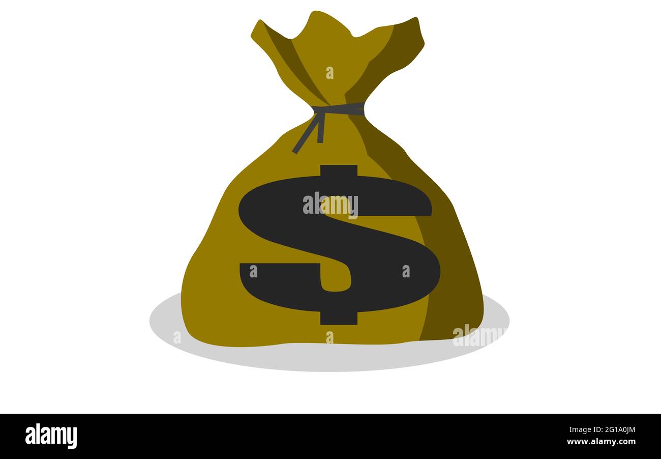 Moneybag flat simple cartoon illustration, 3D rendering Stock Photo