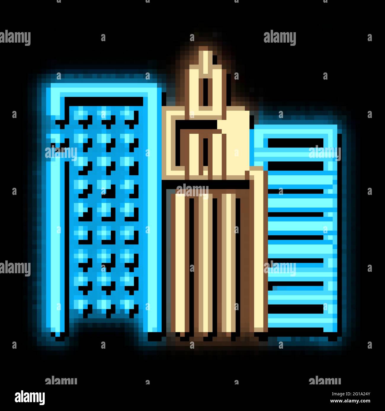 High-Rise Buildings View neon glow icon illustration Stock Vector Image ...