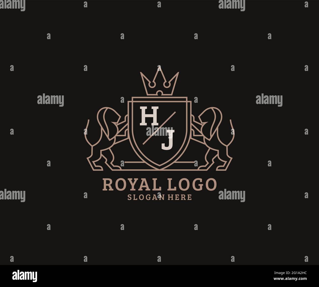 HJ Letter Lion Royal Luxury Logo template in vector art for Restaurant ...