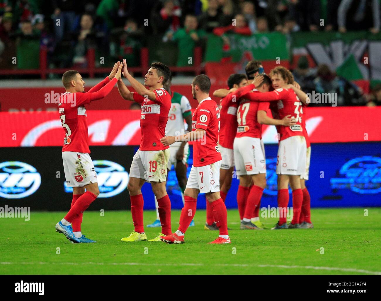 MOSCOW, RUSSIA, OCTOBER 20, 2021. The 2021/22 UEFA Europa League. Football  match between Spartak (Moscow) vs Leicester City (Leicester, England) at  Otkritie Arena in Moscow. Leicester von 3:4.Photo by Stupnikov Alexander/FC  Spartak