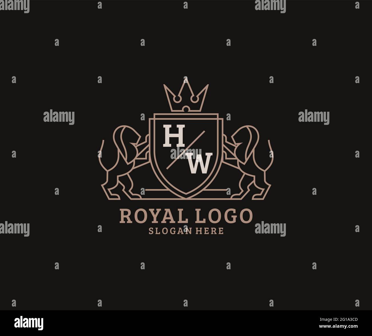 HW Letter Lion Royal Luxury Logo template in vector art for Restaurant ...