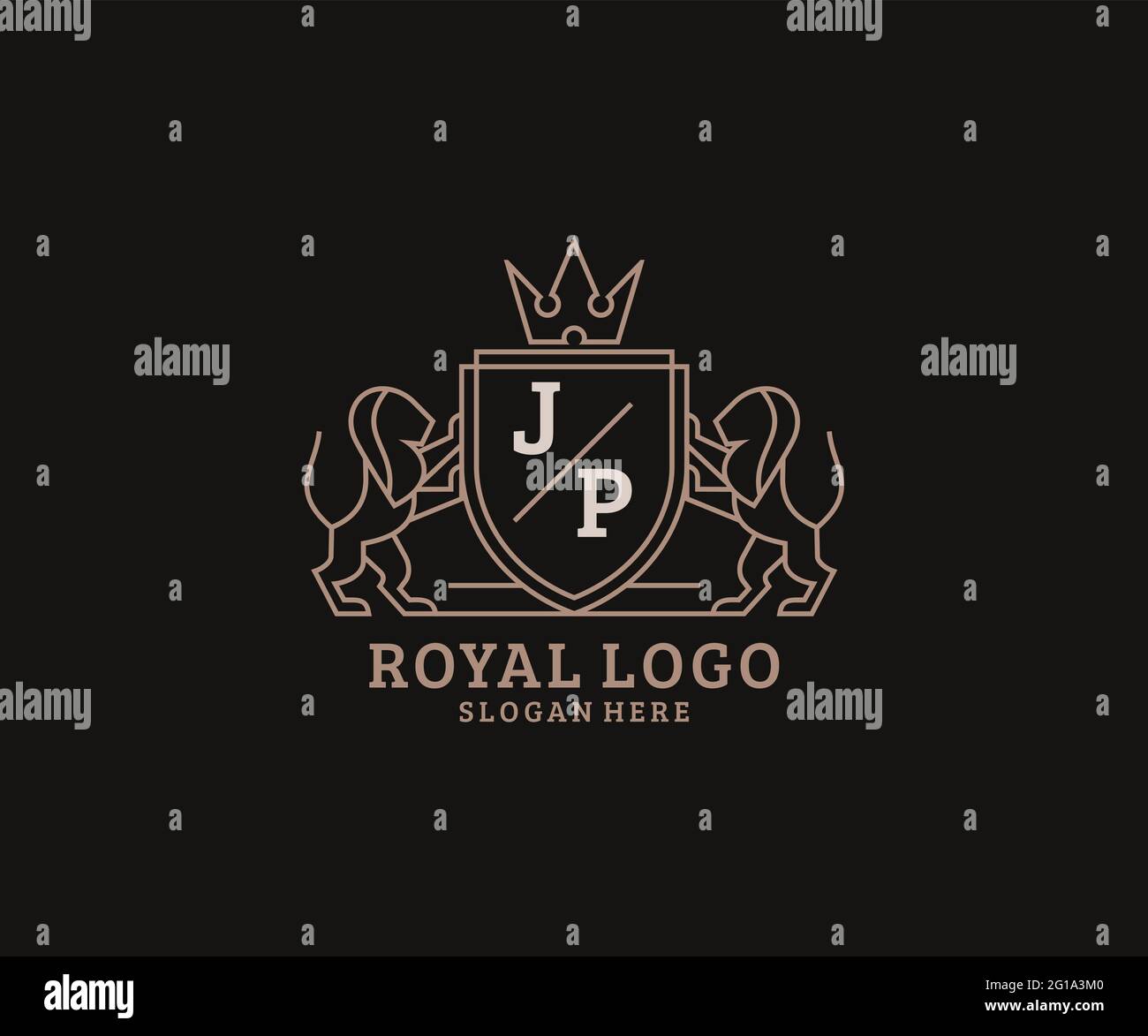 JP Letter Lion Royal Luxury Logo template in vector art for Restaurant ...