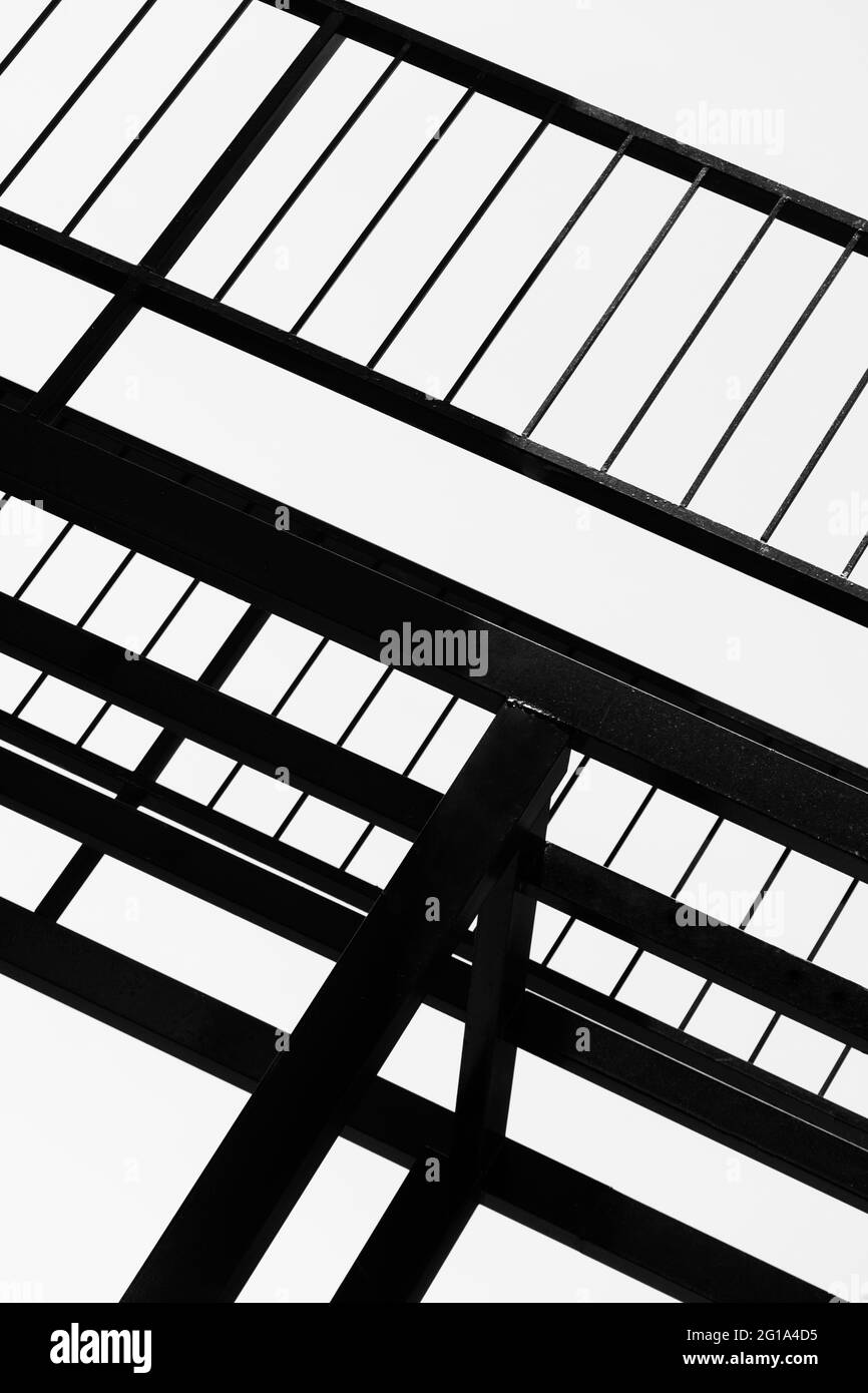 industrial metal black architecture white wall background Stock Photo ...