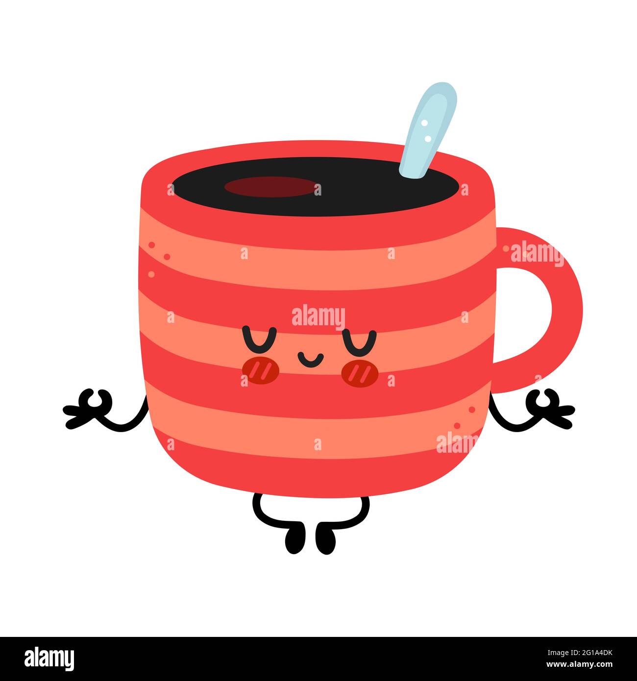 Coffee mug with kawaii face icon. Cute cartoon and character theme.  Isolated design. Vector illustration Stock Vector