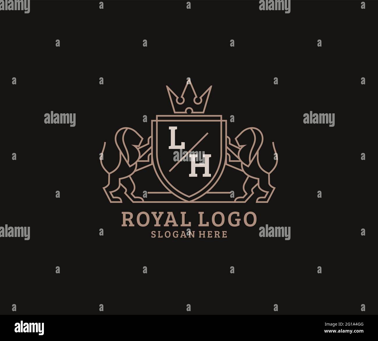 LH Letter Lion Royal Luxury Logo template in vector art for Restaurant ...