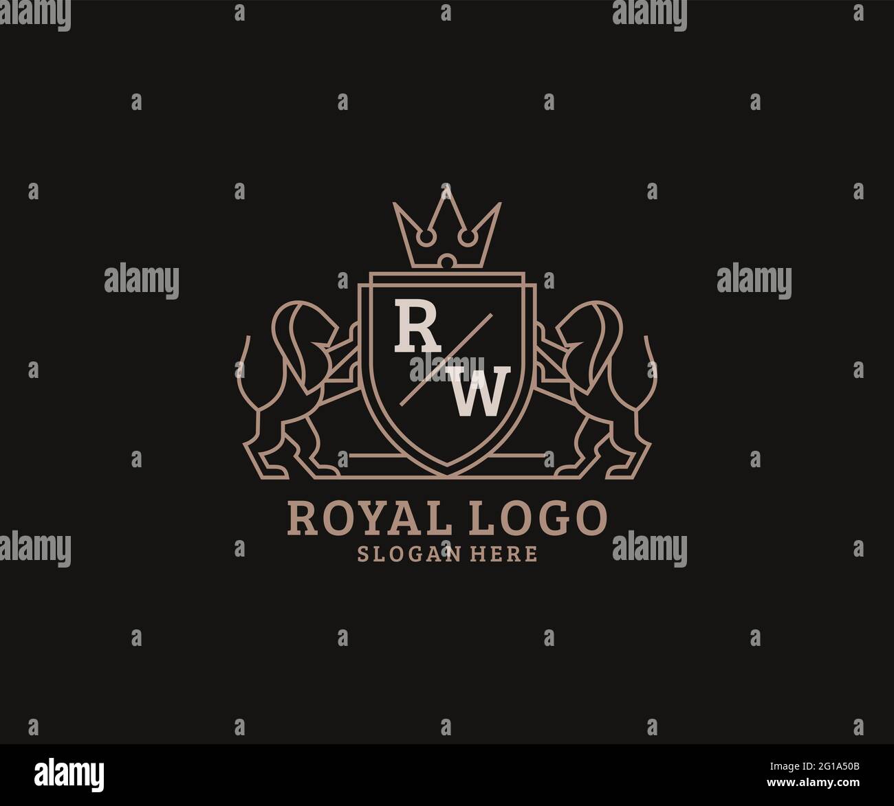 RW Letter Lion Royal Luxury Logo template in vector art for Restaurant ...