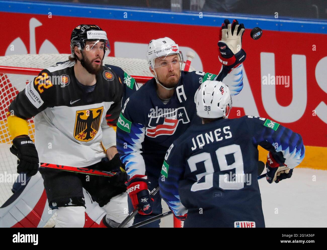 Ice Hockey Iihf World Ice Hockey Championship 21 Bronze Medal Game United States V Germany Arena Riga Riga Latvia June 6 21 Matt Tennyson And Zac Jones Ice Hockey Iihf World Ice Hockey Championship 21 Bronze Medal Game United States V Germany Arena Riga Riga Latvia June 6 21 Matt Tennyson And Zac Jones
