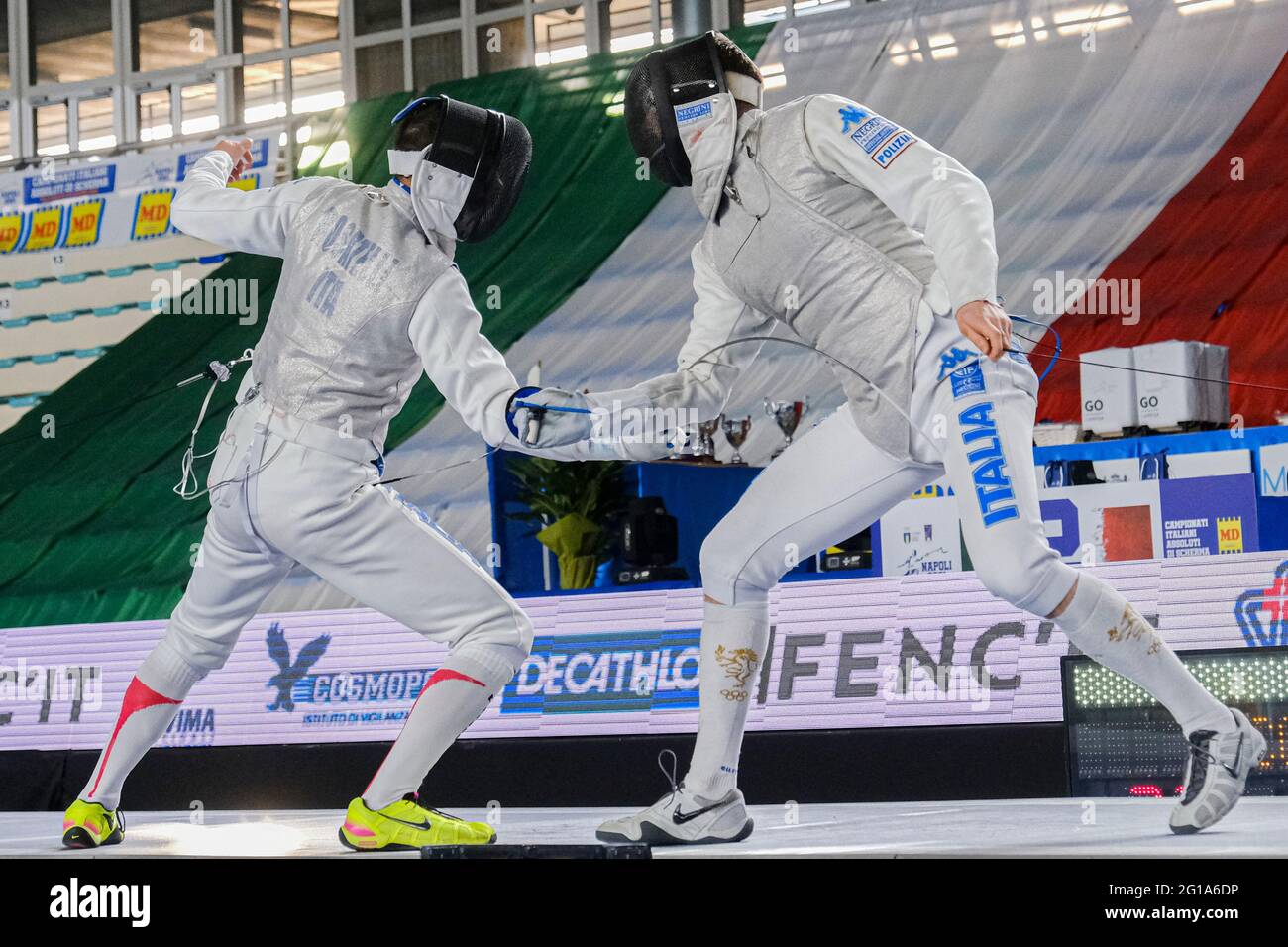 Damiano Rostalli (L) competes with Francesco Ingargiola in the men's foil  team final during the Italian Fencing Team Absolute Championships Stock  Photo - Alamy
