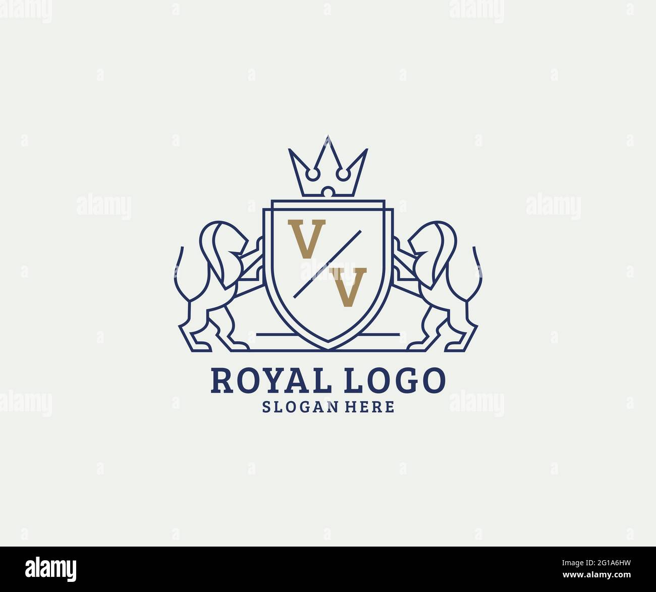 VV Letter Lion Royal Luxury Logo template in vector art for Restaurant