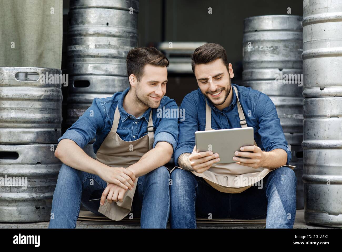 Brewery management, startup and joint business with modern technology Stock Photo