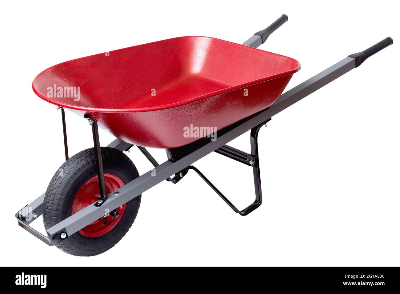 Red wheelbarrow isolated on white Stock Photo Alamy