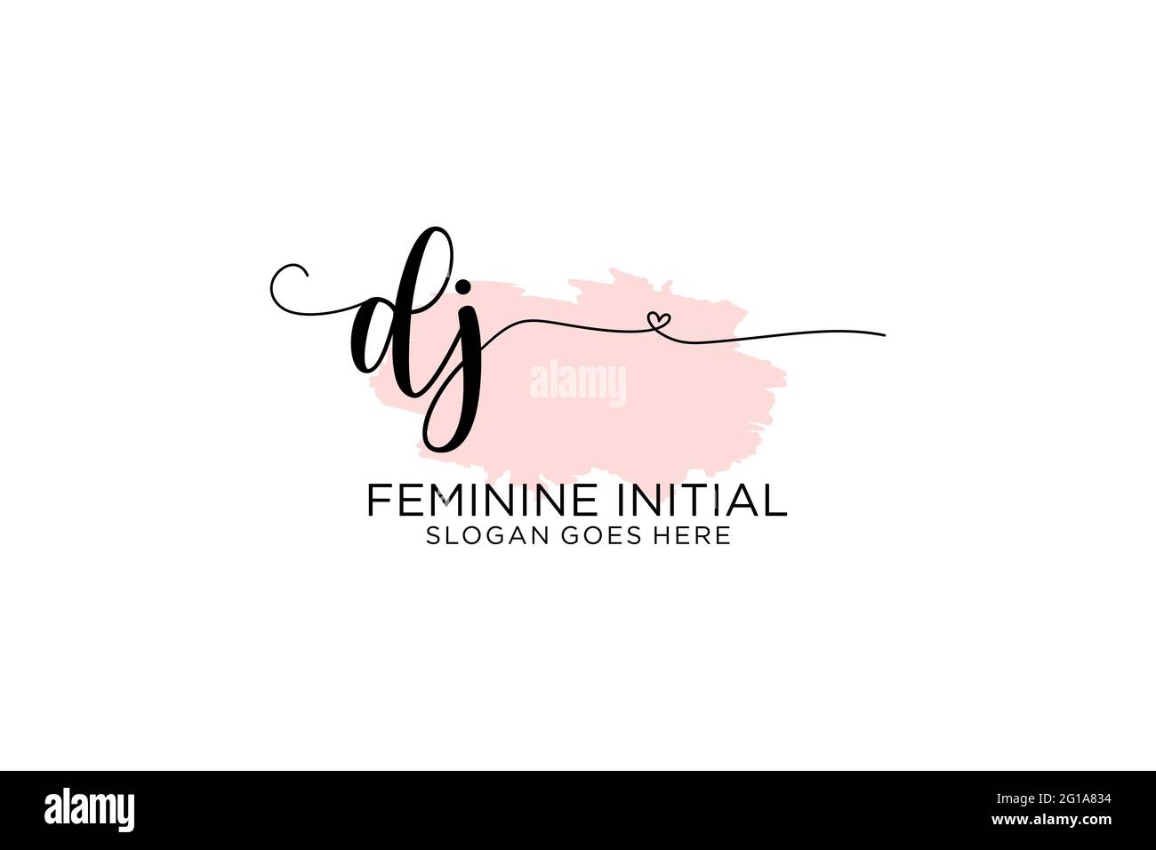 DJ beauty monogram and elegant logo design handwriting logo of initial signature, wedding, fashion, floral and botanical with creative template. Stock Vector