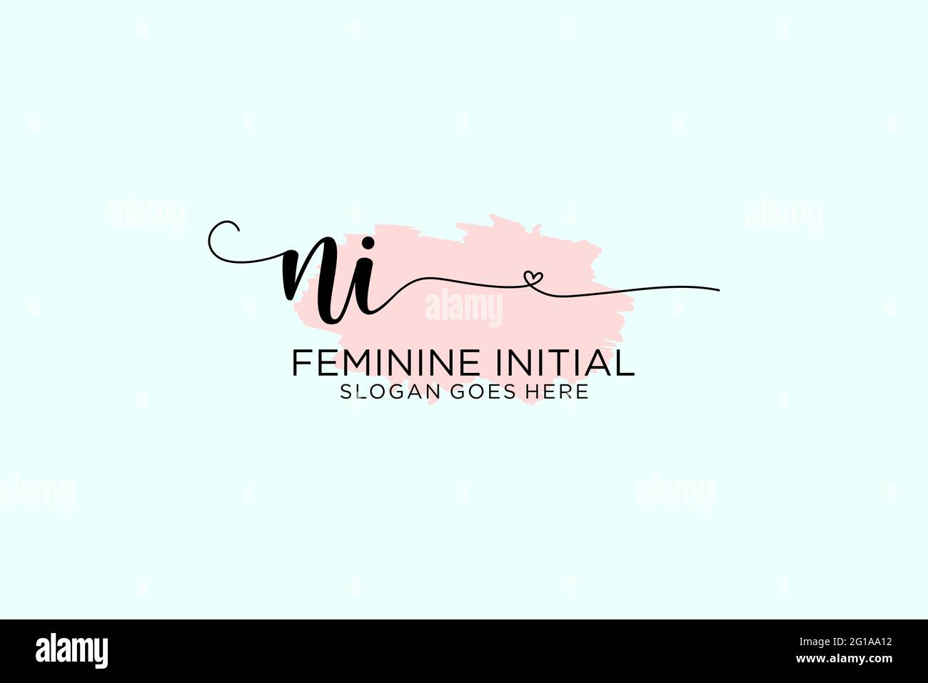 NI beauty monogram and elegant logo design handwriting logo of initial ...