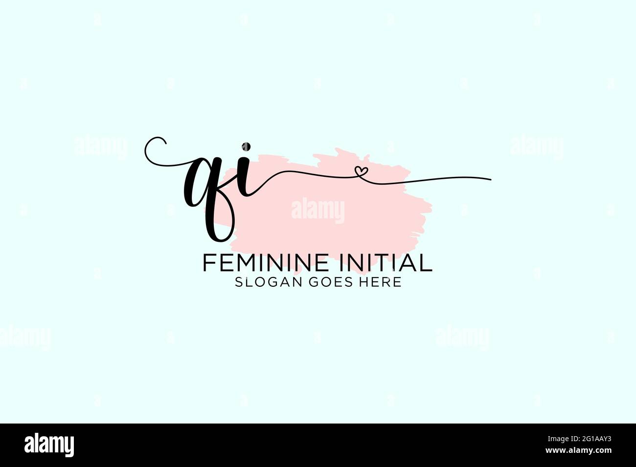 QI beauty monogram and elegant logo design handwriting logo of initial ...