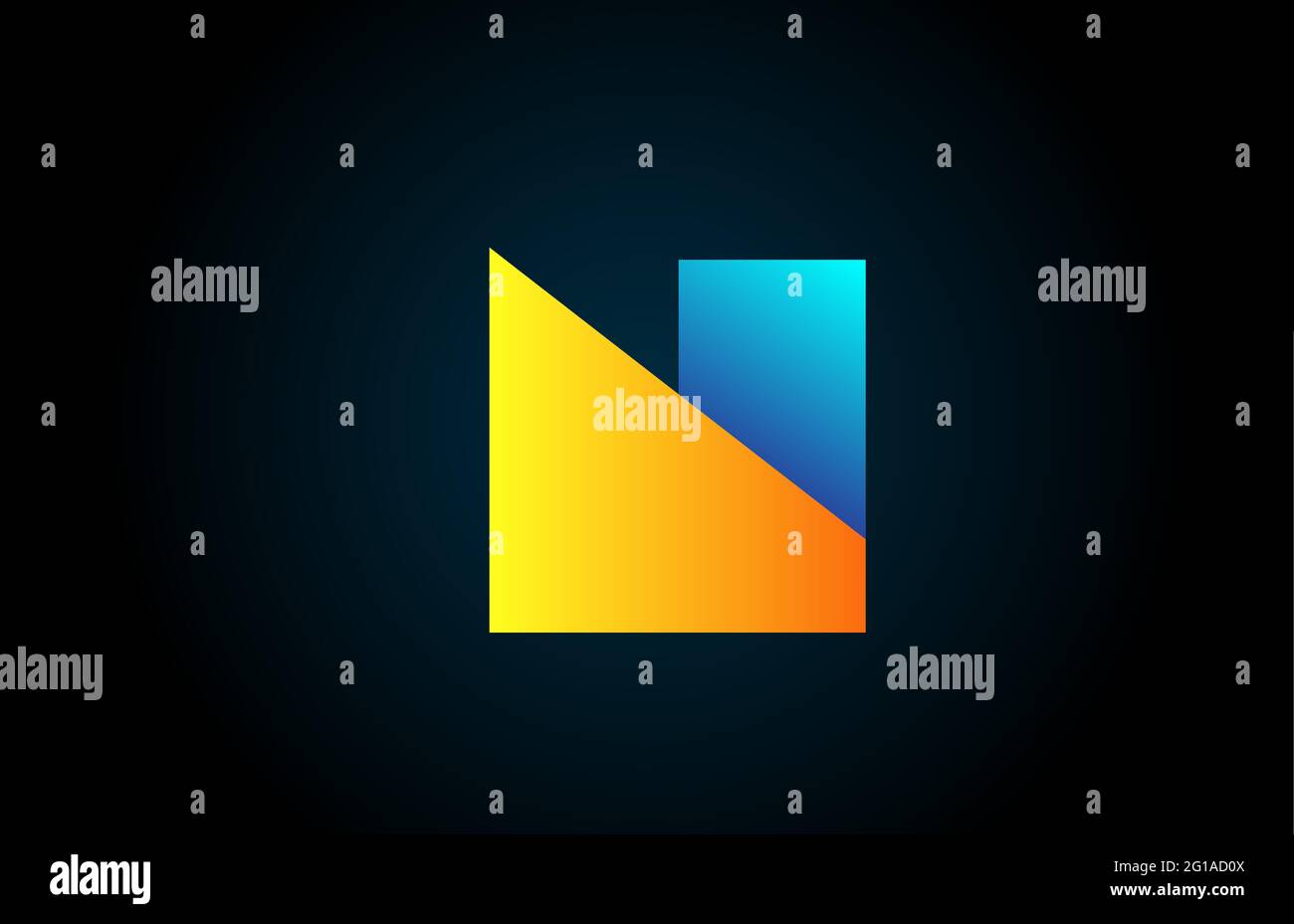 blue yellow N alphabet letter logo icon for company and business ...