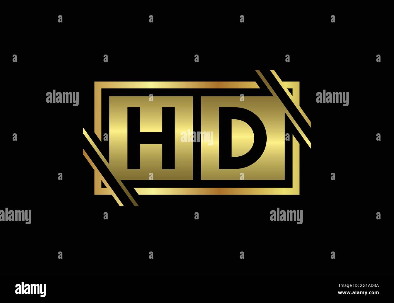 Golden HD Video Resolution Icon Logo, High Definition TV / Game Screen monitor display Label, HD Label web button. Stock Vector