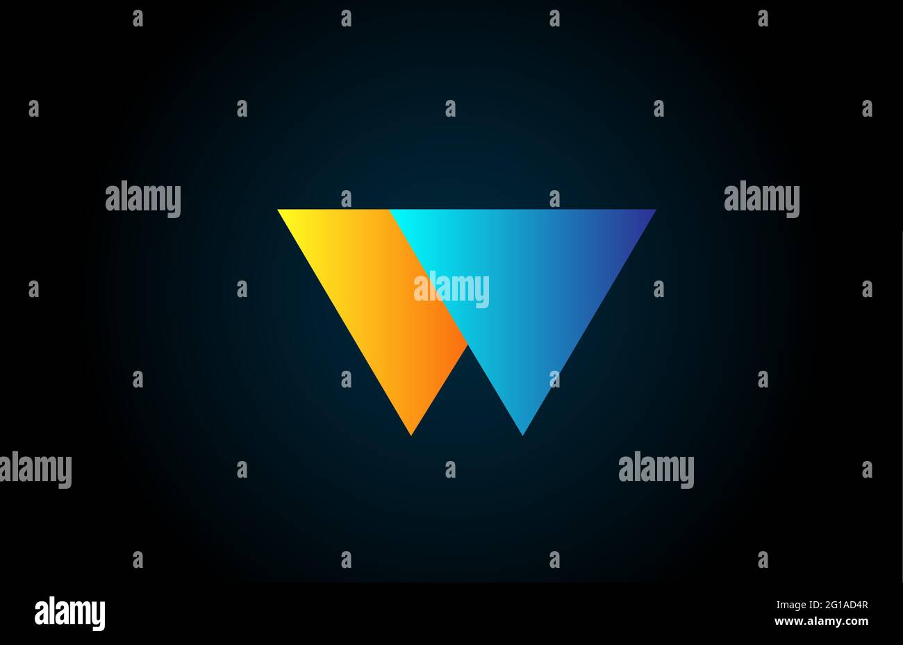 blue yellow W alphabet letter logo icon for company and business ...