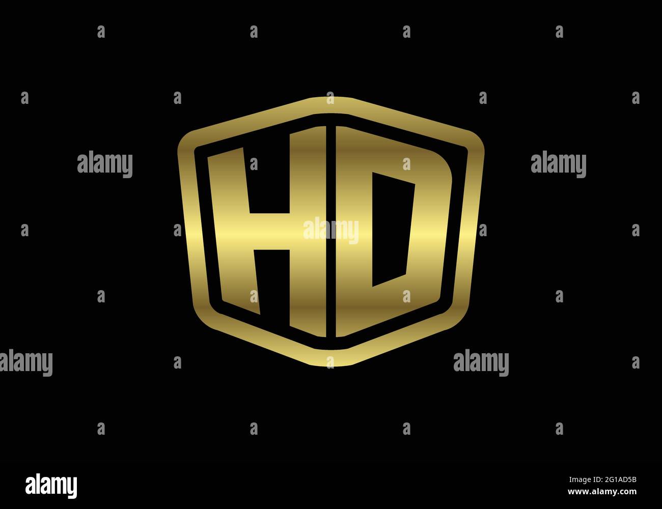 Golden HD Video Resolution Icon Logo, High Definition TV / Game Screen monitor display Label, HD Label web button. Stock Vector