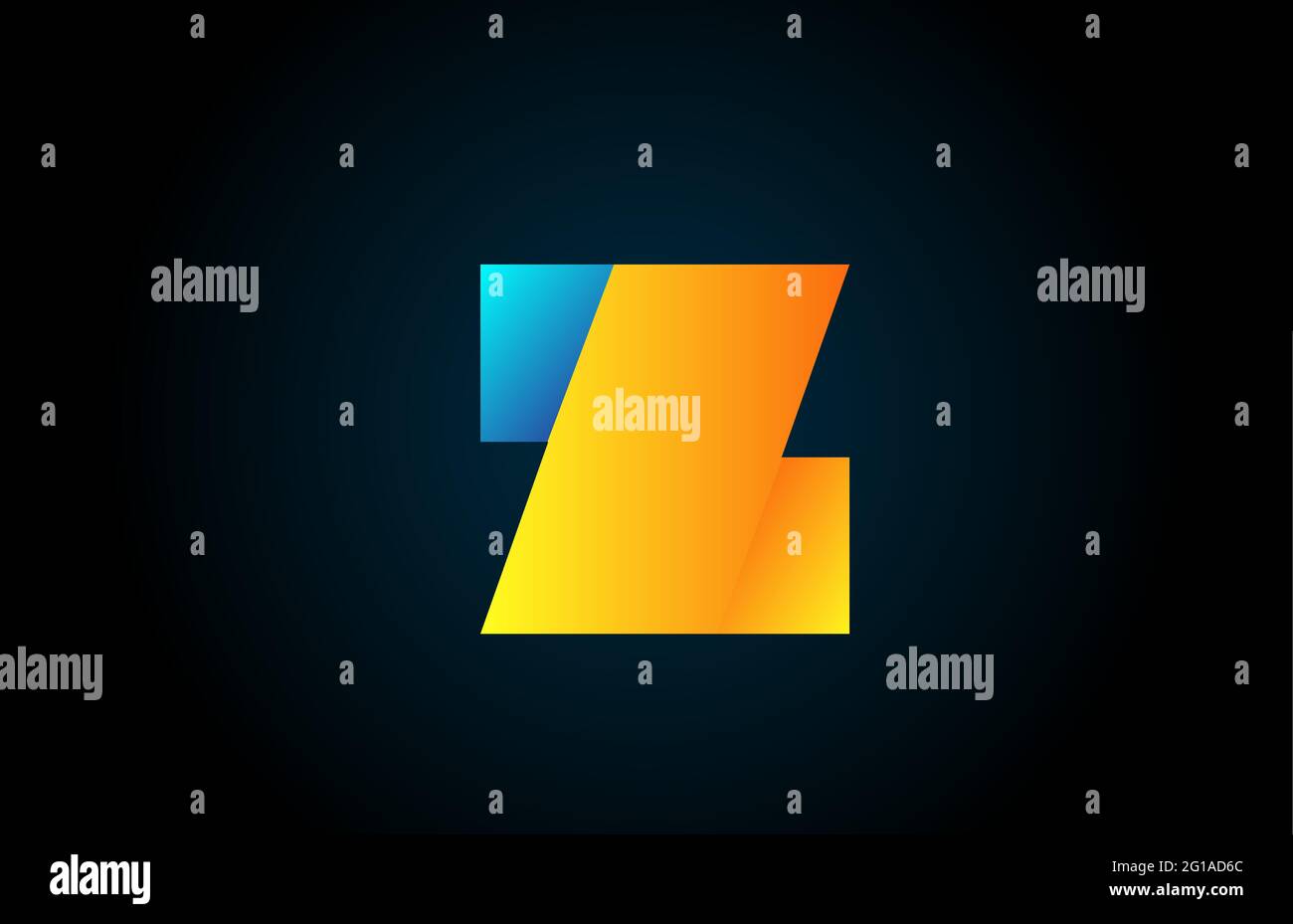 blue yellow Z alphabet letter logo icon for company and business ...