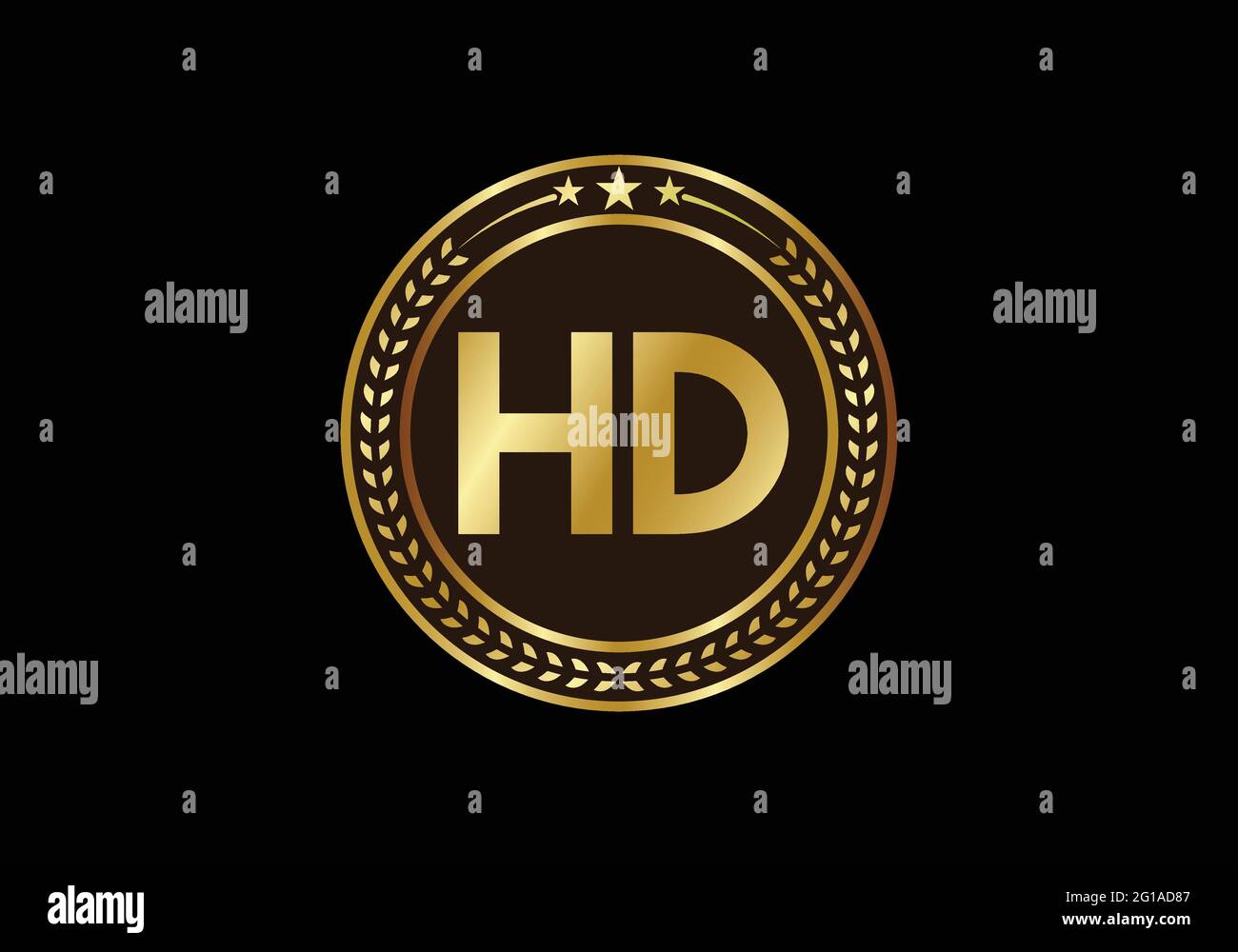 Golden HD Video Resolution Icon Logo, High Definition TV / Game Screen monitor display Label, HD Label web button. Stock Vector
