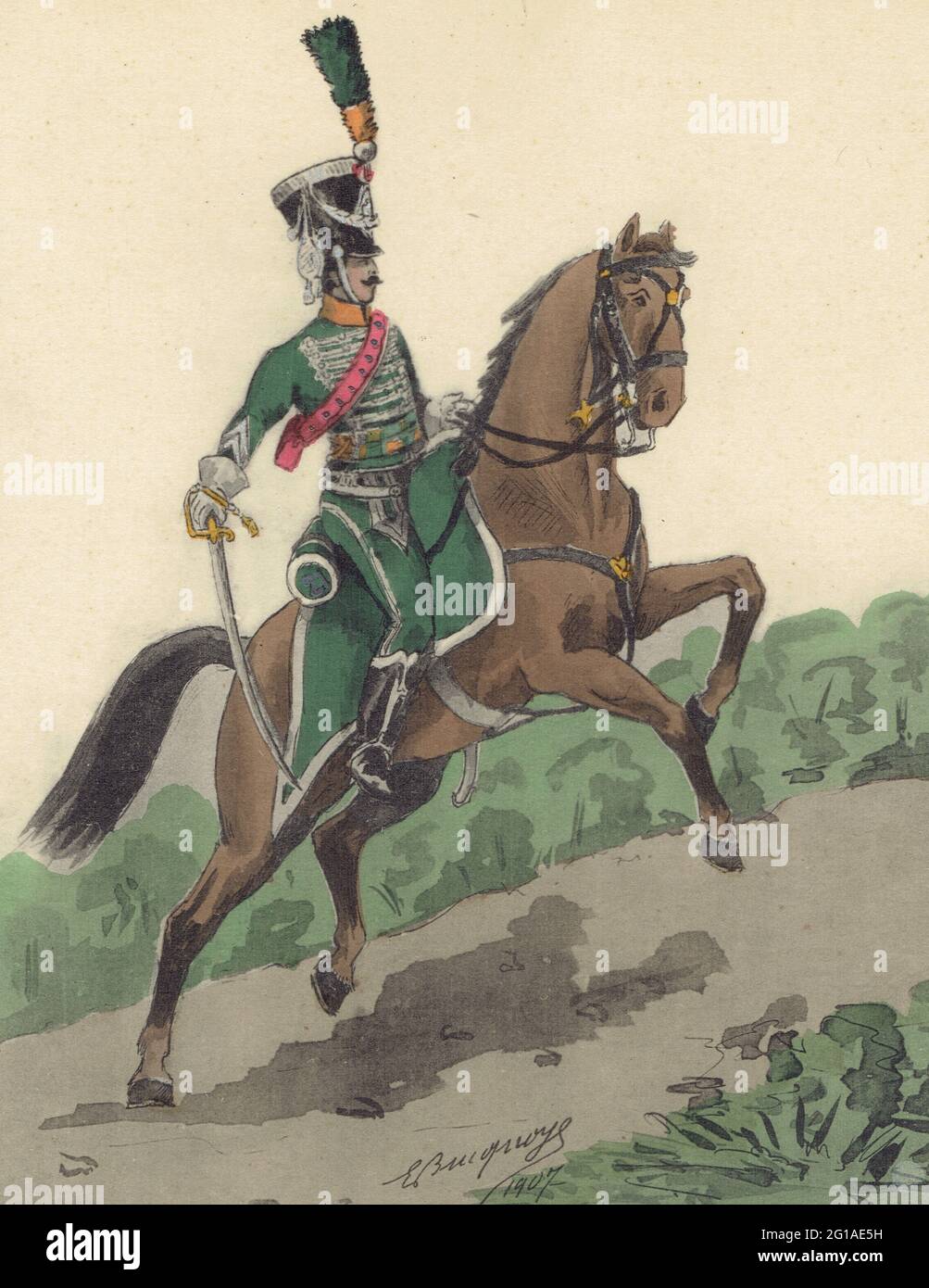 lieutenant du 21e régiment de chasseurs à cheval sous le Premier Empire ...