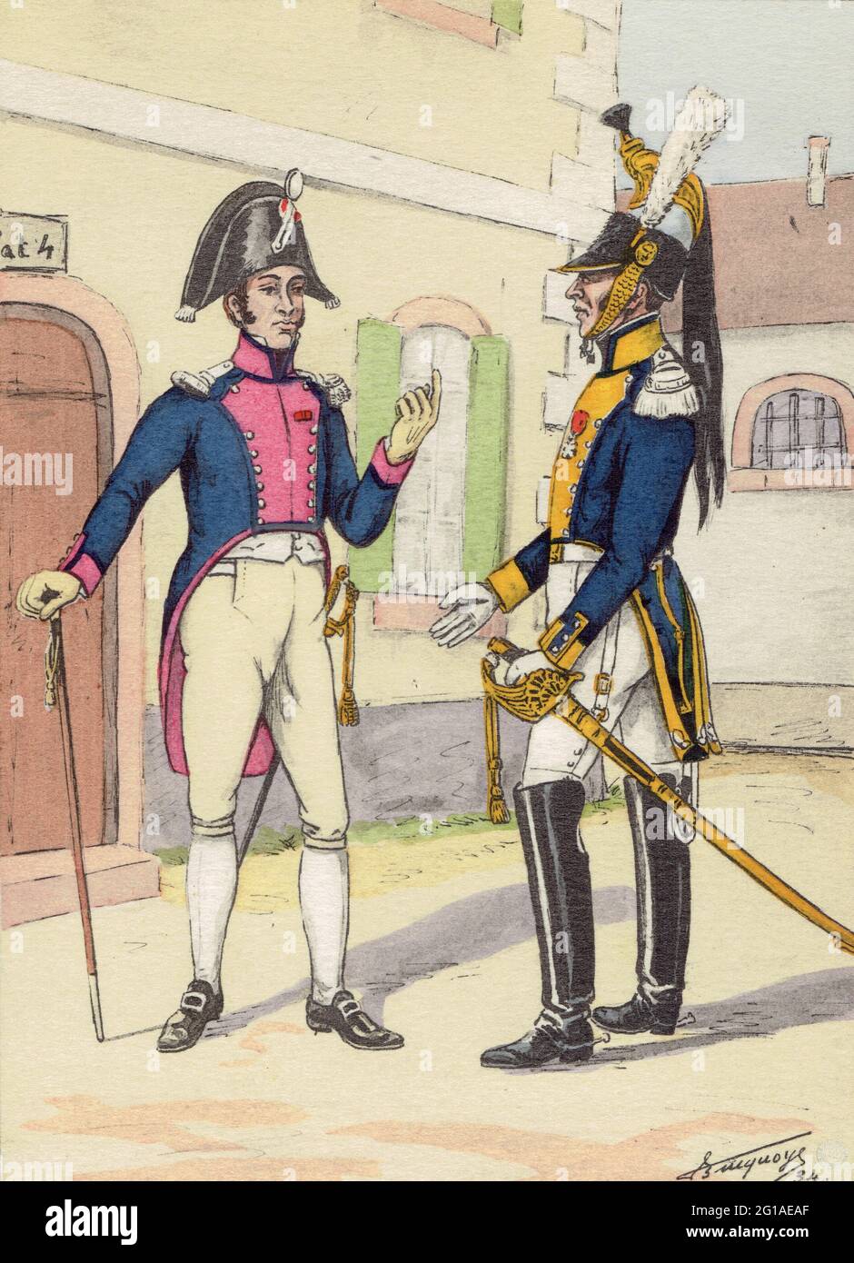 officiers des cuirassiers en tenue de ville après 1812 Stock Photo