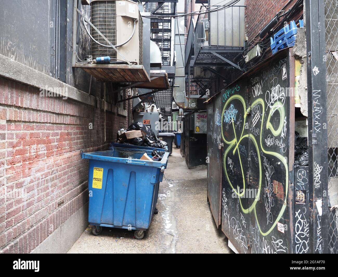Image of a narrow alley in downtown Boston. Stock Photo