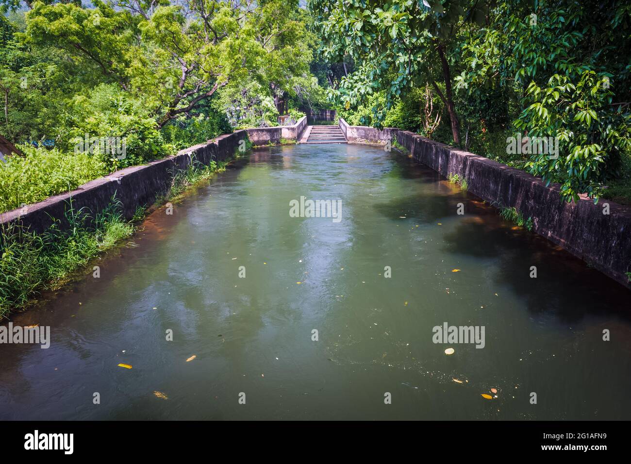 Nature water canal near ulakkai aruvi near Nagercoil, Kanyakumari, Tamilnadu India. Stock Photo