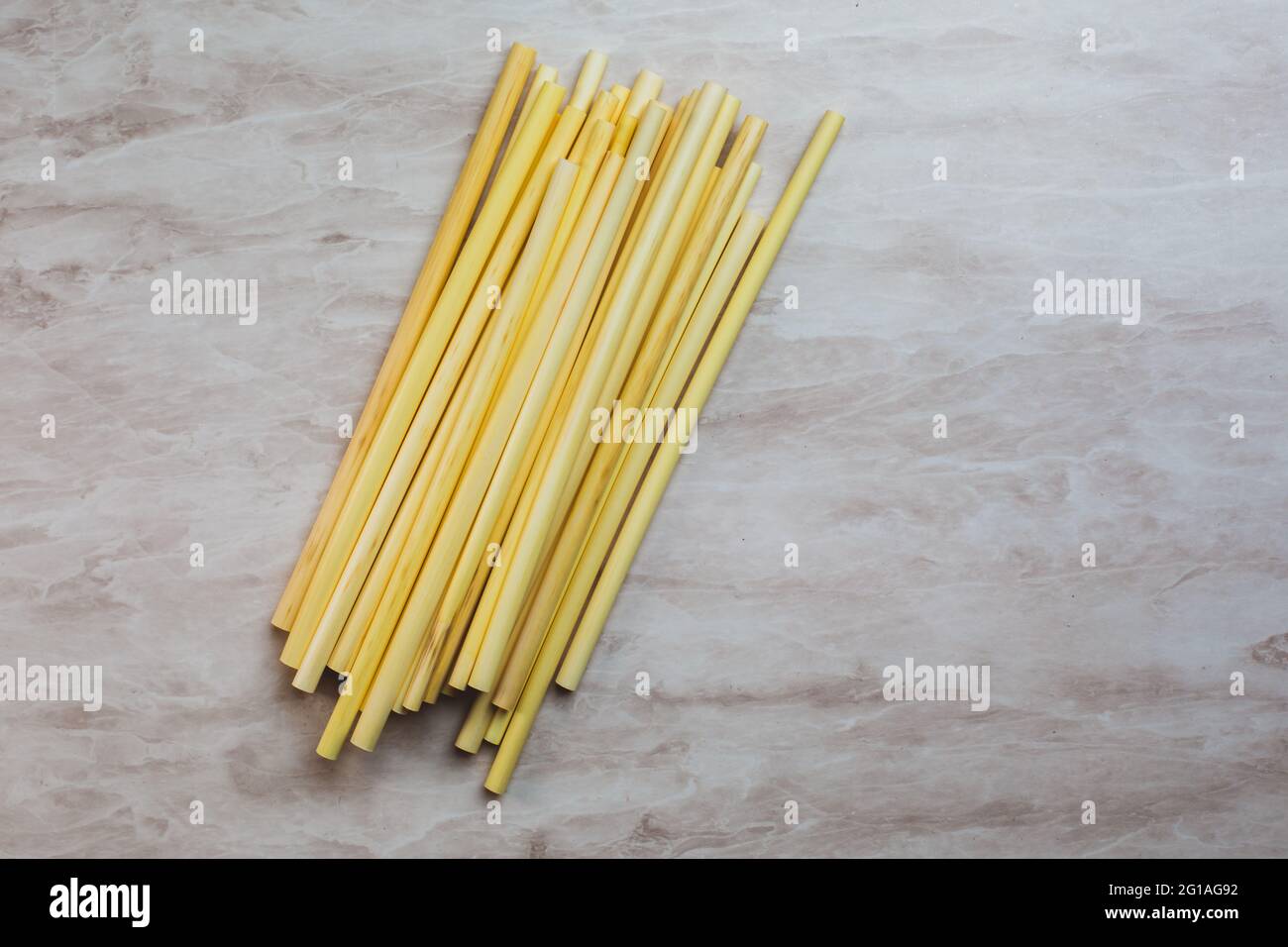 Biodegradable compostable natural straws, made from cane Stock Photo
