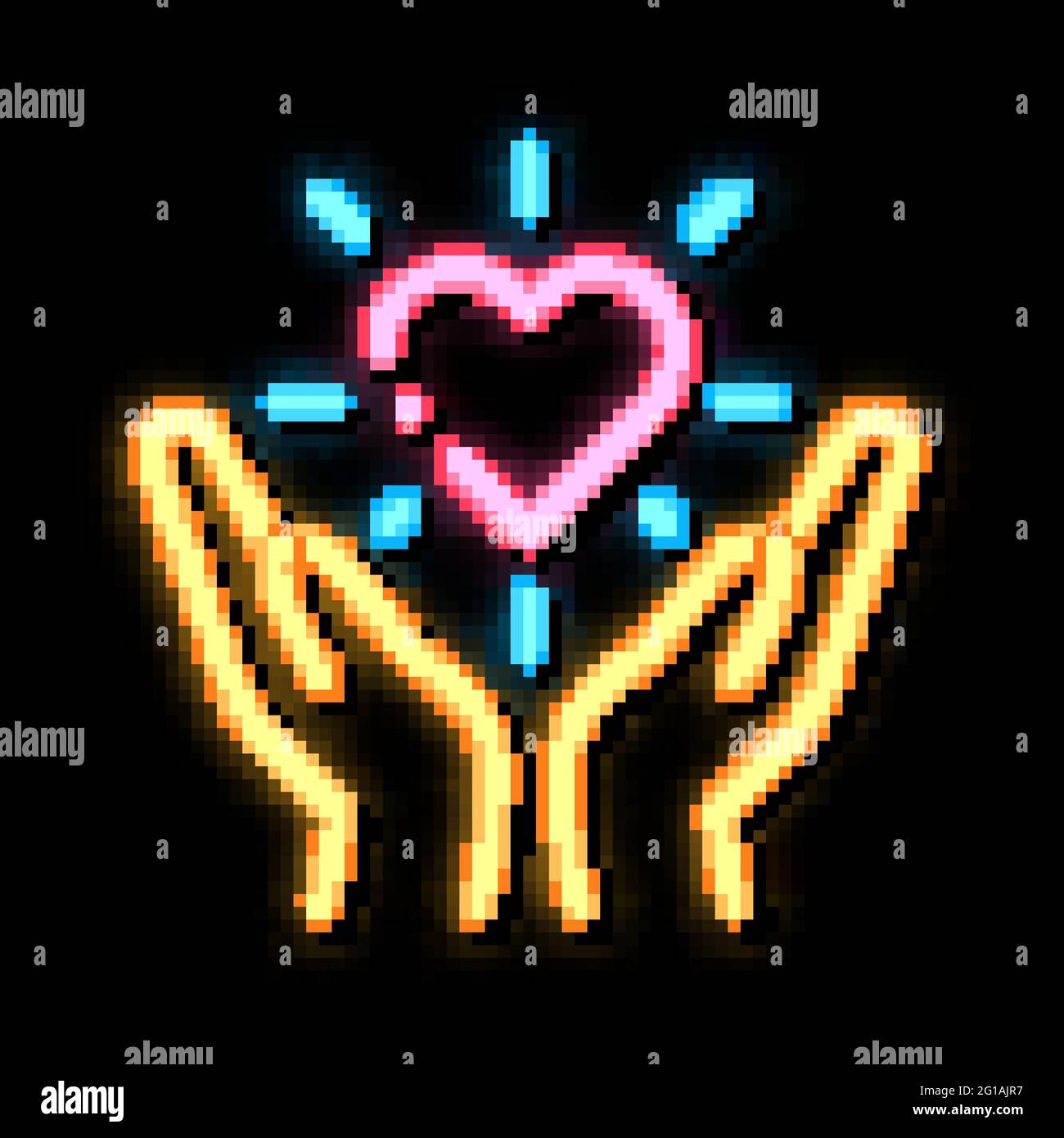 Hand Hold Heart neon glow icon illustration Stock Vector Image & Art ...