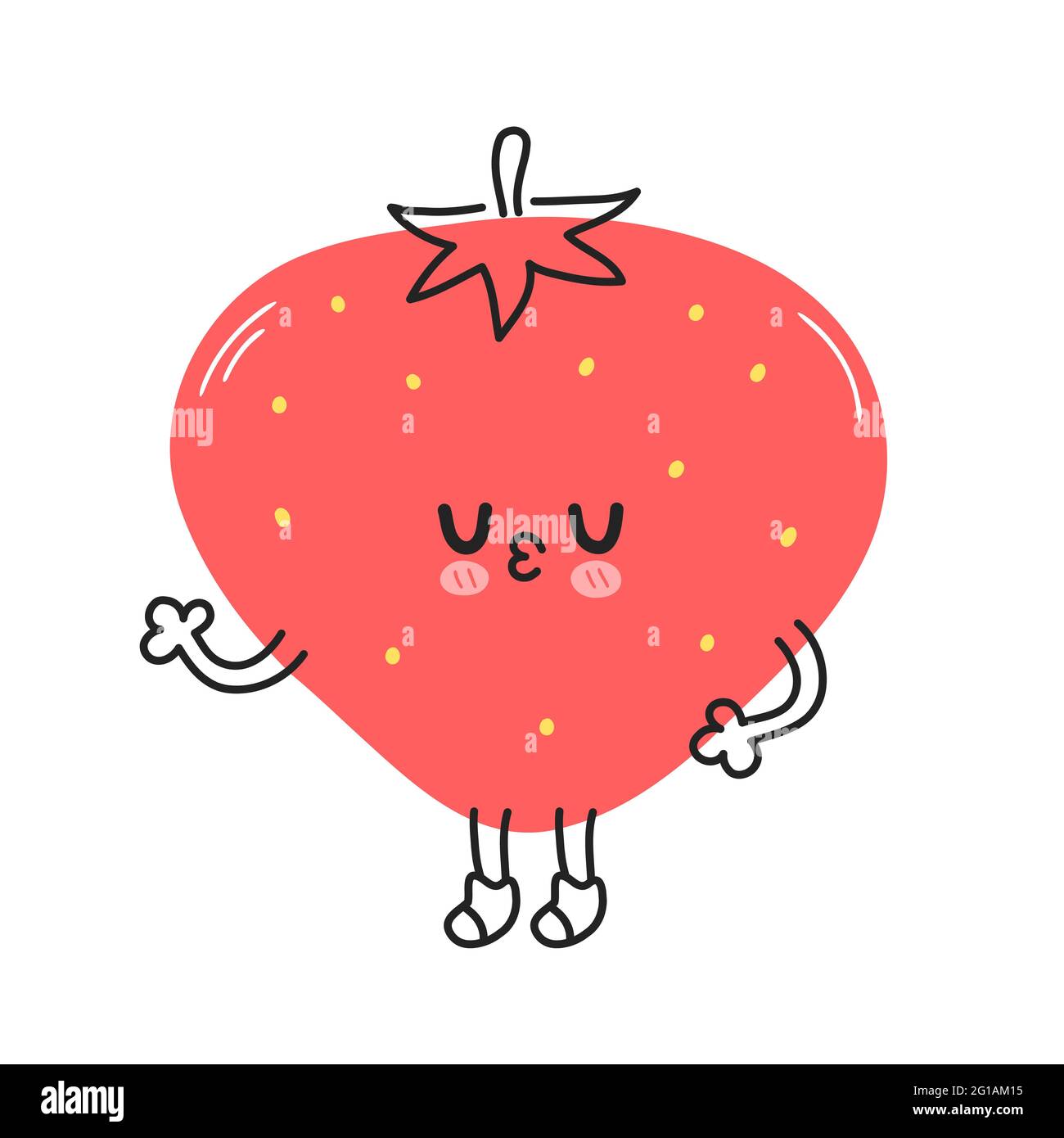 Cute funny strawberry berry. Vector hand drawn cartoon kawaii doodle