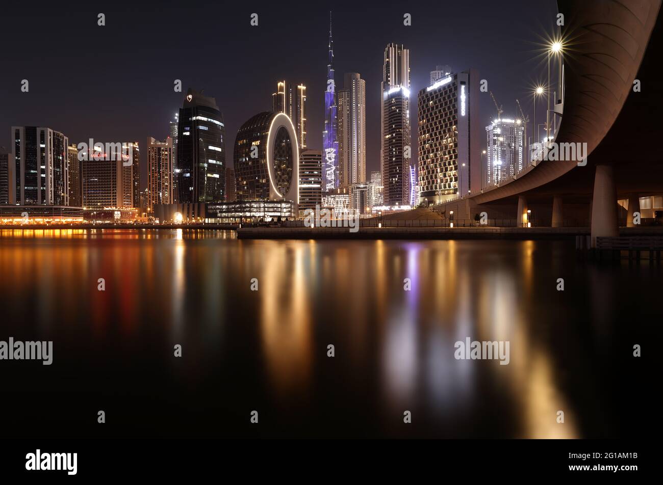 Business Bay and downtown, Dubai, UAE Stock Photo