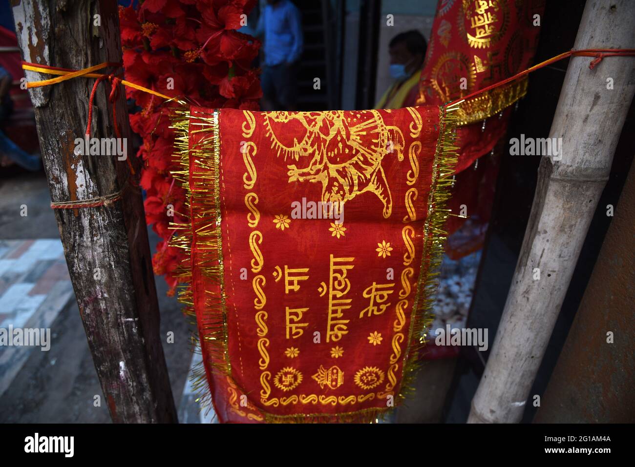 Guwahati Guwahati India 6th June 21 Hindu Priests Sit Near The Main Entrance Gate Of Kamakhya Temple After Temple Authorities Closed The Temple Till 30th June Due To Corona Virus Pandemics In