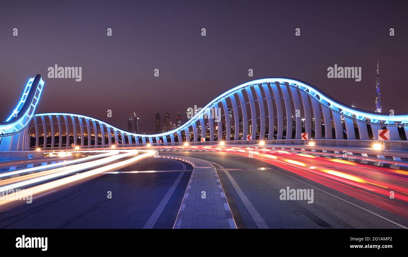 Meydan bridge in Dubai, UAE Stock Photo