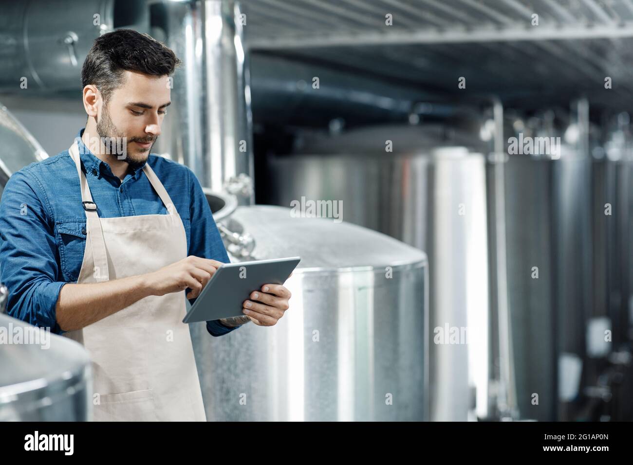 Plant equipment management, craft drink production, control of plant Stock Photo