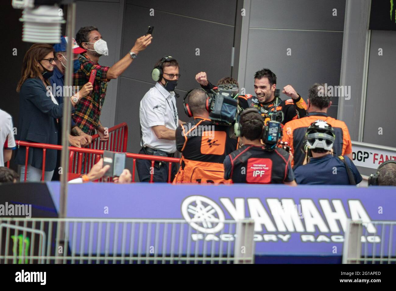 MONTMELLO, SPAIN-JUNE 6, 2021: Miguel Oliveira (Einstein) celebrating his victory in Gran Premi Monster Energy de Catalunya, 2021 MotoGP World Champio Stock Photo