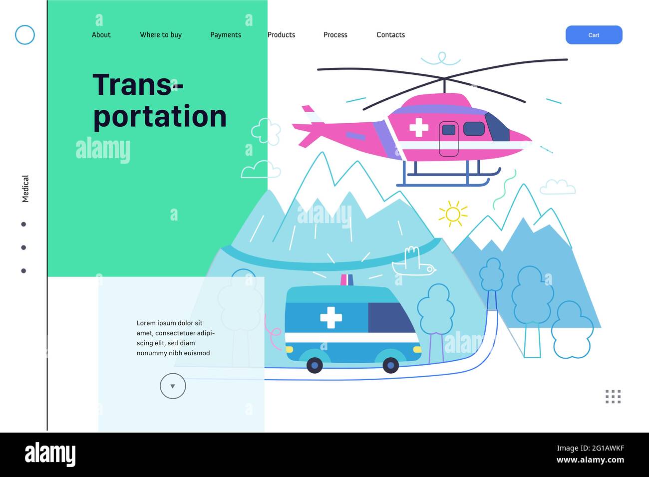 Medical transportation medical insurance web template modern flat