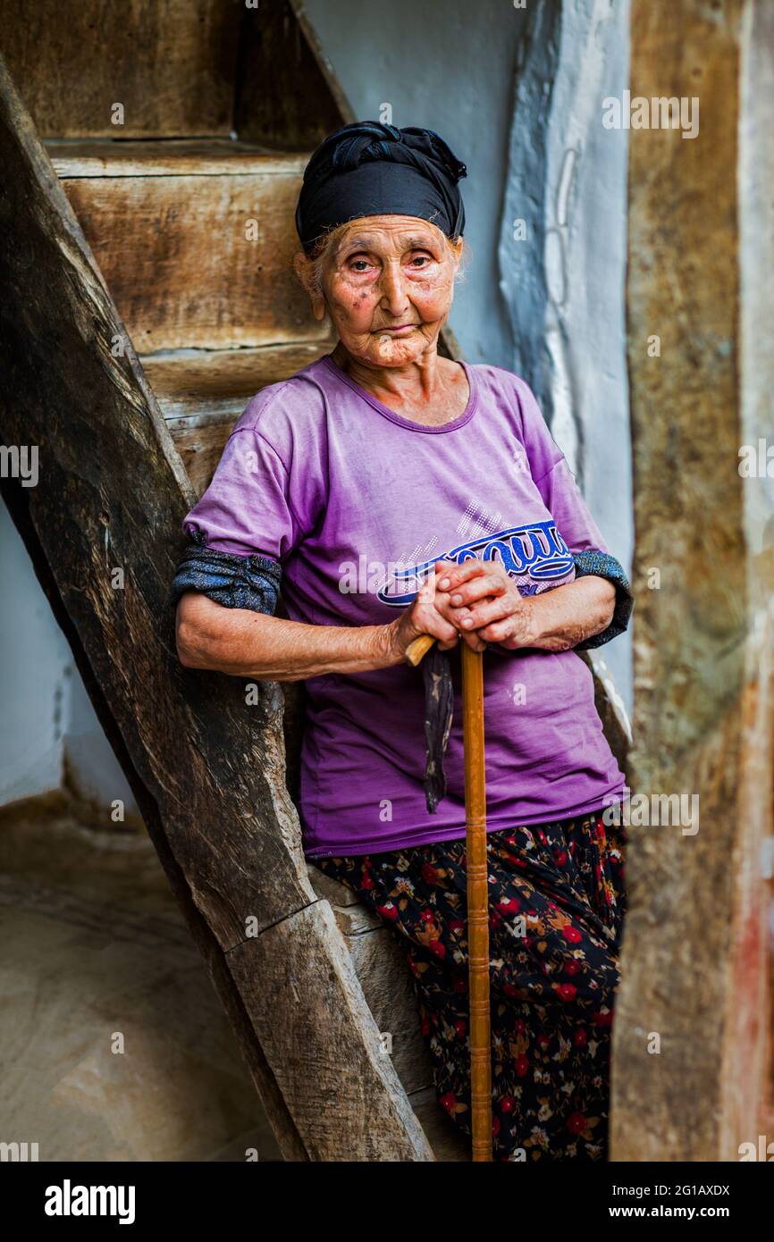 Gilaki woman in beautiful traditional dress in Lahijan County, Gilan province of Iran. Stock Photo