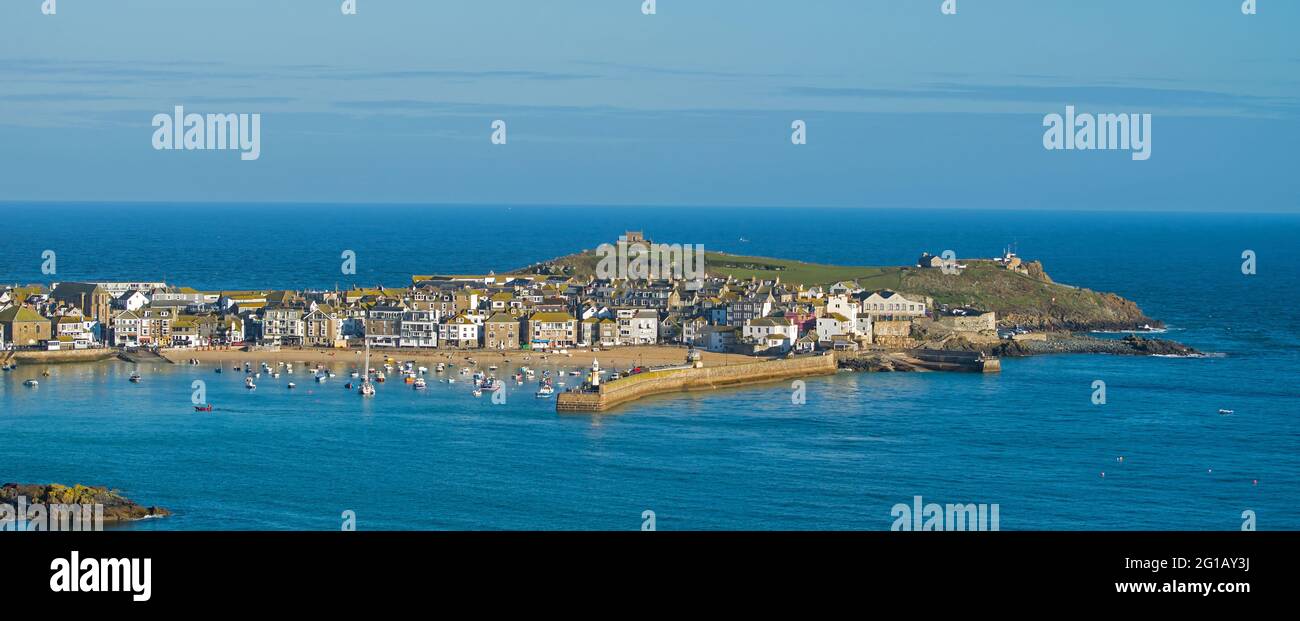 St. Ives beautiful Cornish town seaside harbour and holiday resort. Stock Photo
